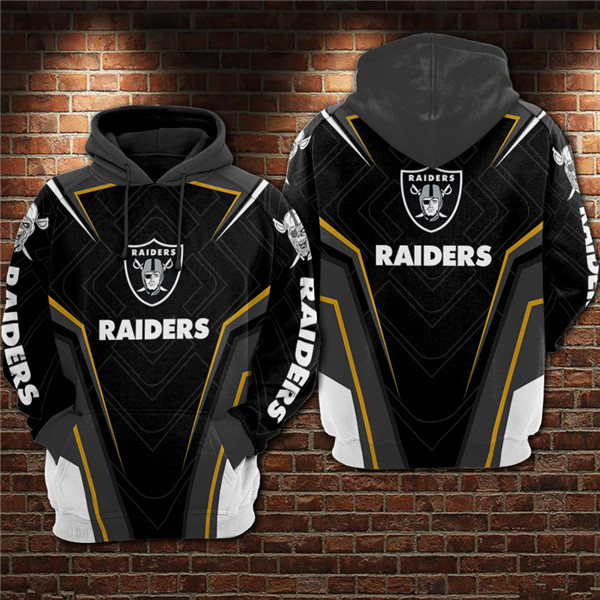 Men's Las Vegas Raiders Black/Grey 3D All Over Print Pullover Hoodie